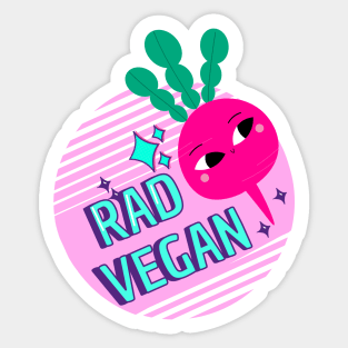 Rad Cool Radish Vegetable Vegan Pun Vaporwave Sticker